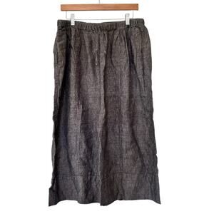 Vivid Gray Linen Wide Leg Cropped Lagenlook Pants Sz L